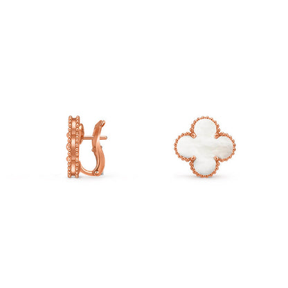 [Leaves]15MM CLOVER FLOWER STUD EARRINGS ROSE GOLD COLLECTION