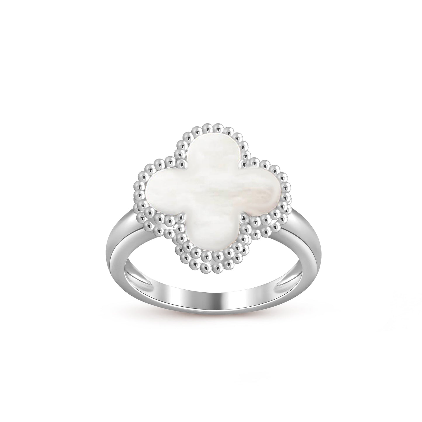 [Leaves]LUCKY CLOVER VINTAGE WHITE GOLD RING COLLECTION