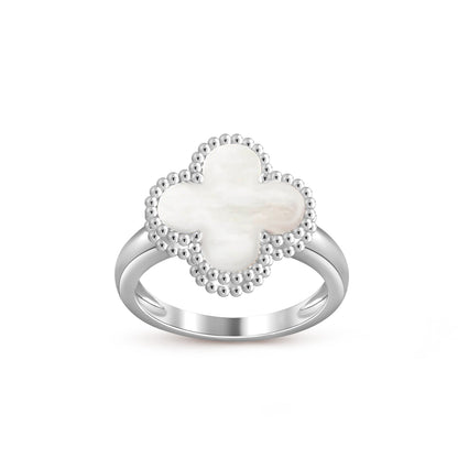 [Leaves]LUCKY CLOVER VINTAGE WHITE GOLD RING COLLECTION