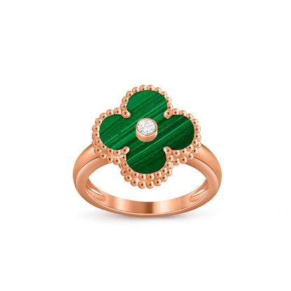 [Leaves]LUCKY CLOVER DIAMOND-ACCENT ROSE GOLD RING COLLECTION