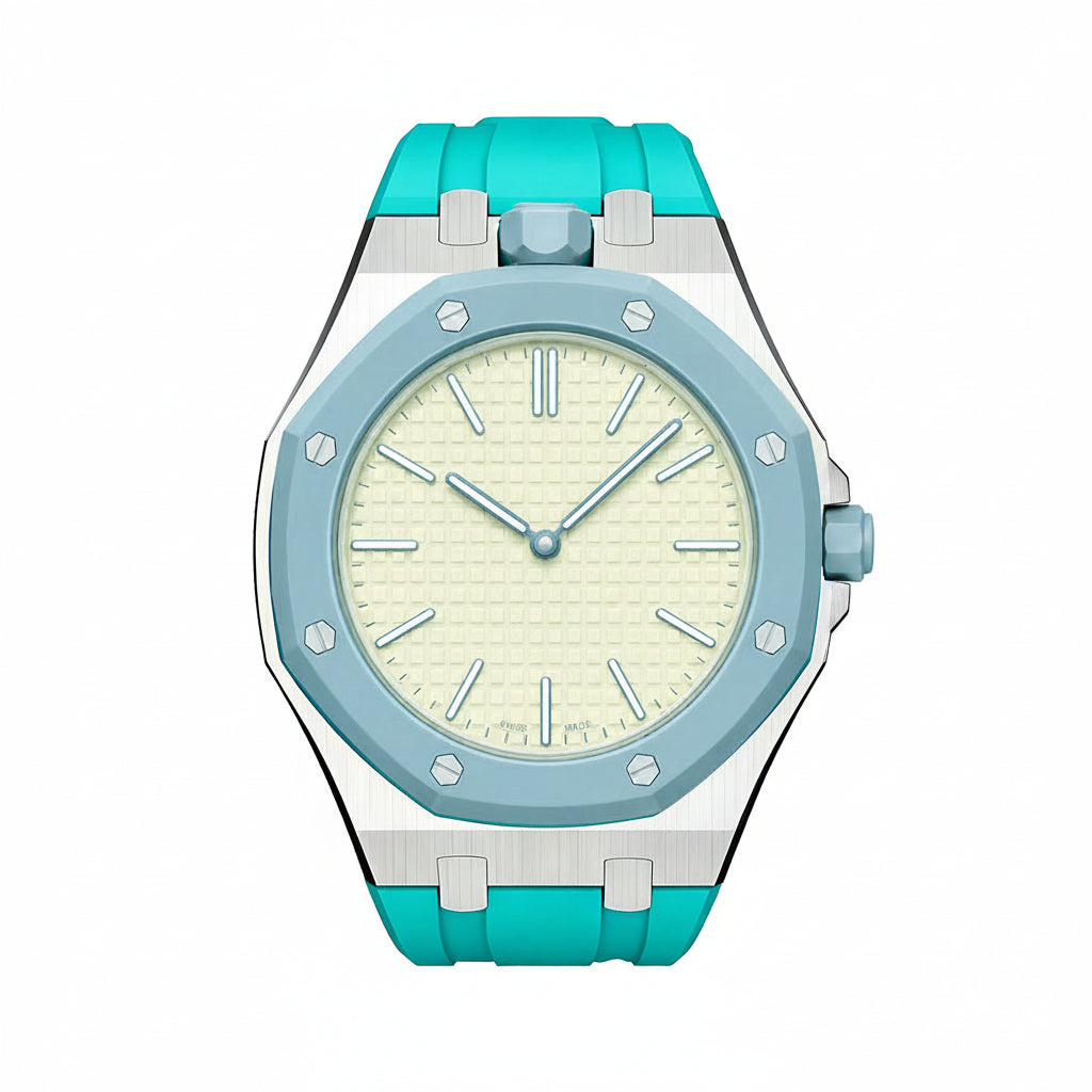 [Leaves]OAK POP SKY BLUE STEEL SILICONE STRAP