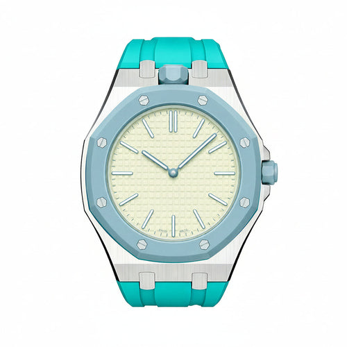 [Leaves]OAK POP SKY BLUE STEEL SILICONE STRAP