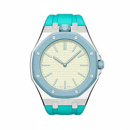 [Leaves]OAK POP SKY BLUE STEEL SILICONE STRAP