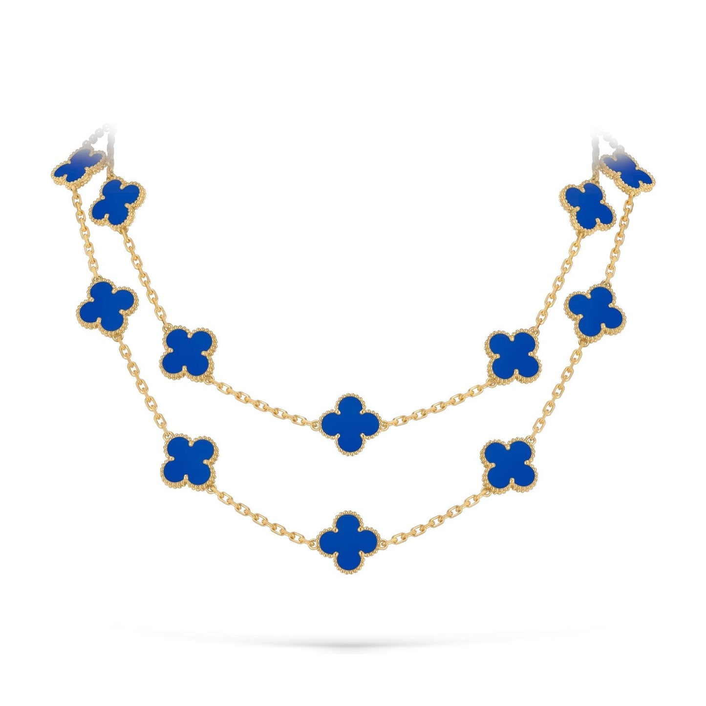 [Leaves]CLASSIC 20-MOTIF LUCKY CLOVER LONG NECKLACE GOLD COLLECTION