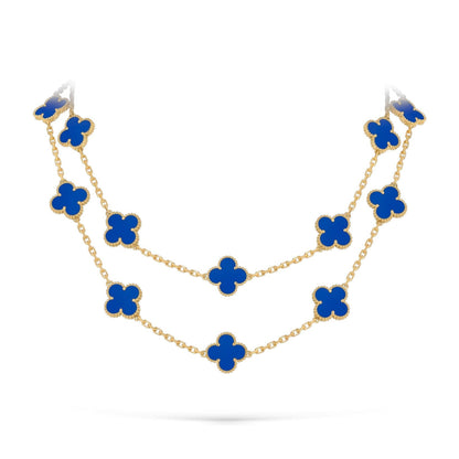 [Leaves]CLASSIC 20-MOTIF LUCKY CLOVER LONG NECKLACE GOLD COLLECTION