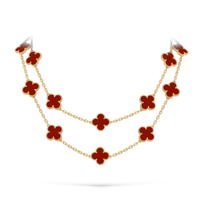 [Leaves]CLASSIC 20-MOTIF LUCKY CLOVER LONG NECKLACE GOLD COLLECTION
