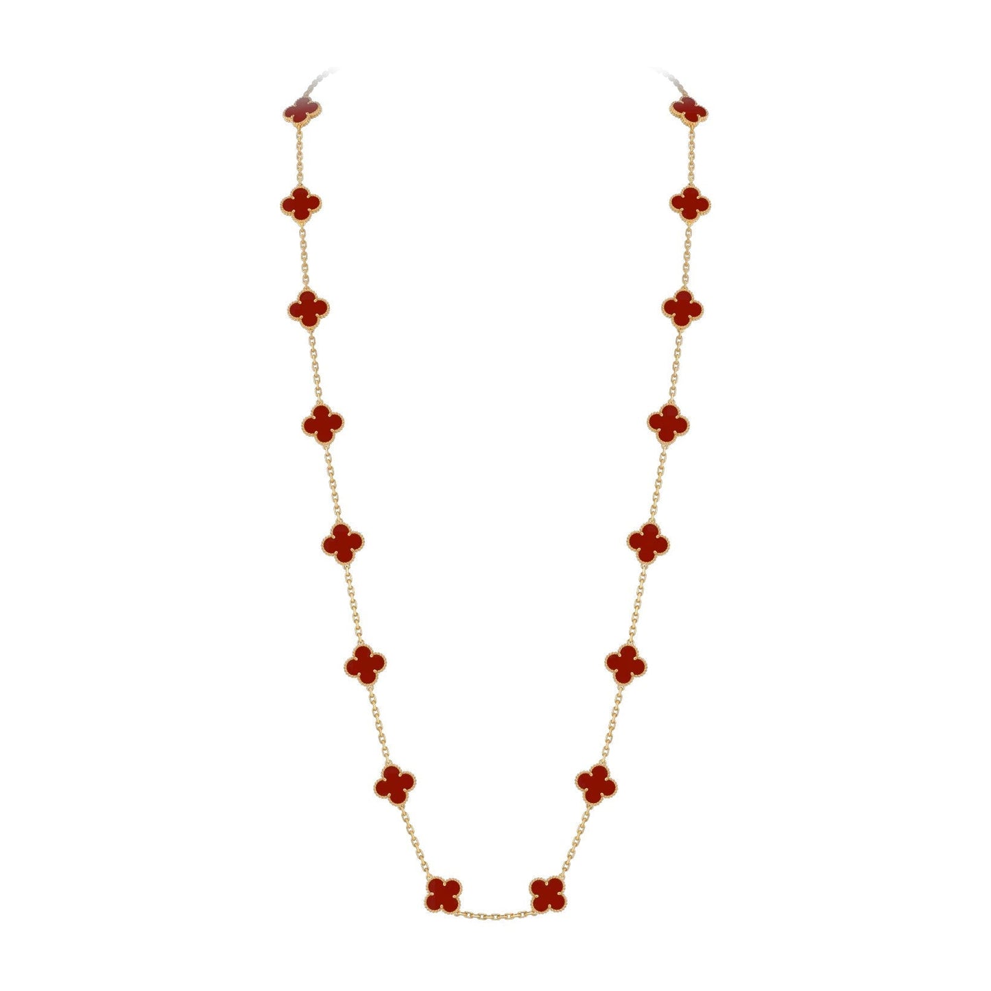 [Leaves]CLASSIC 20-MOTIF LUCKY CLOVER LONG NECKLACE GOLD COLLECTION