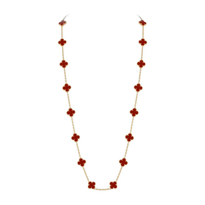 [Leaves]CLASSIC 20-MOTIF LUCKY CLOVER LONG NECKLACE GOLD COLLECTION
