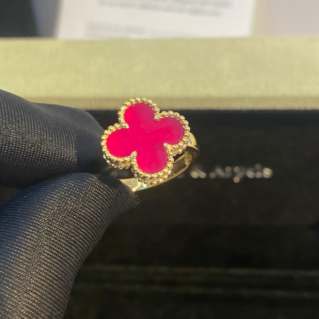 [Leaves]NEW CLOVER PINK ENAMEL RINGS
