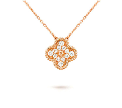[Leaves]15MM CLOVER FLOWER DIAMOND PENDANT NECKLACE COLLECTION