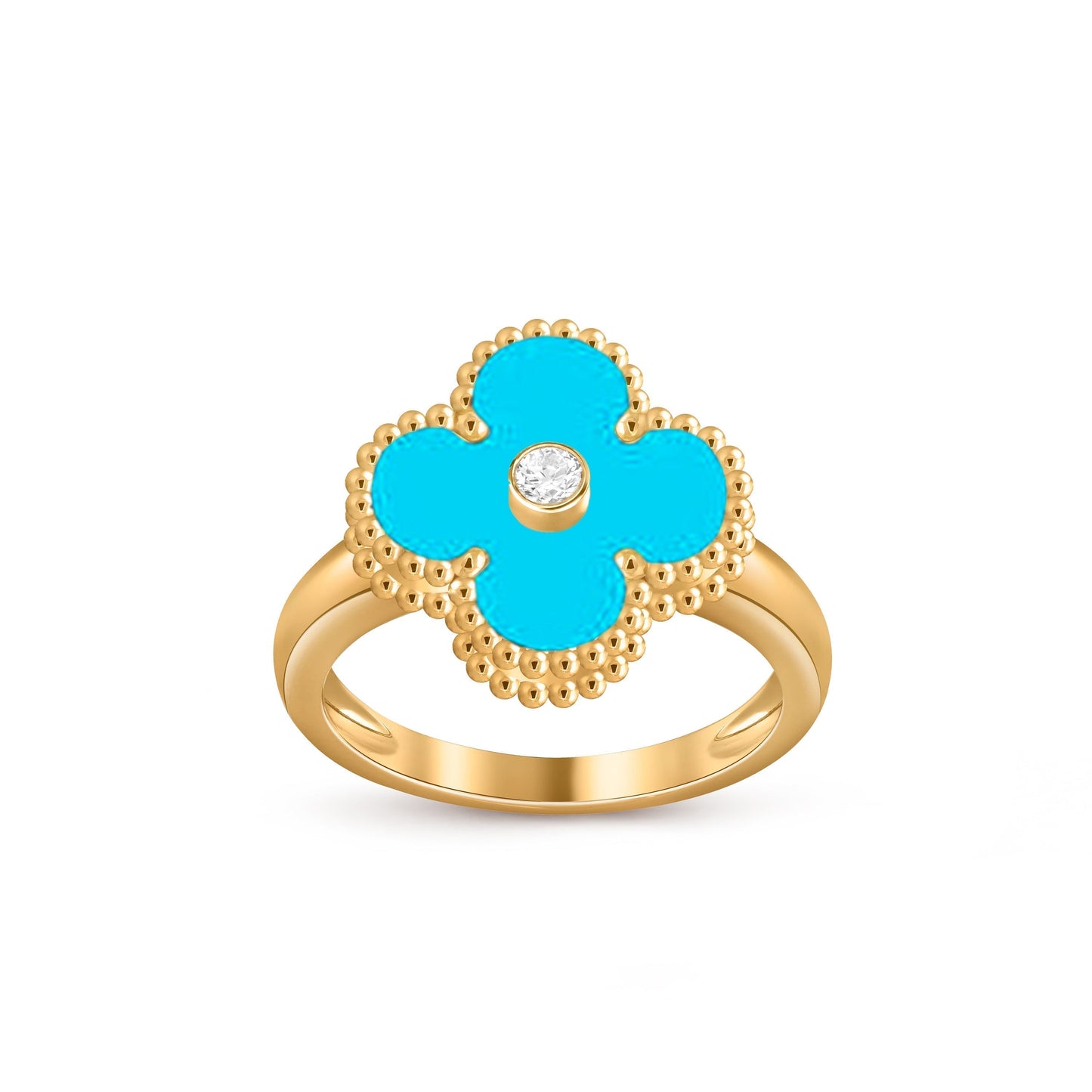 [Leaves]LUCKY CLOVER DIAMOND-ACCENT GOLD RING COLLECTION