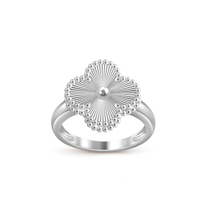 [Leaves]LUCKY CLOVER VINTAGE WHITE GOLD RING COLLECTION