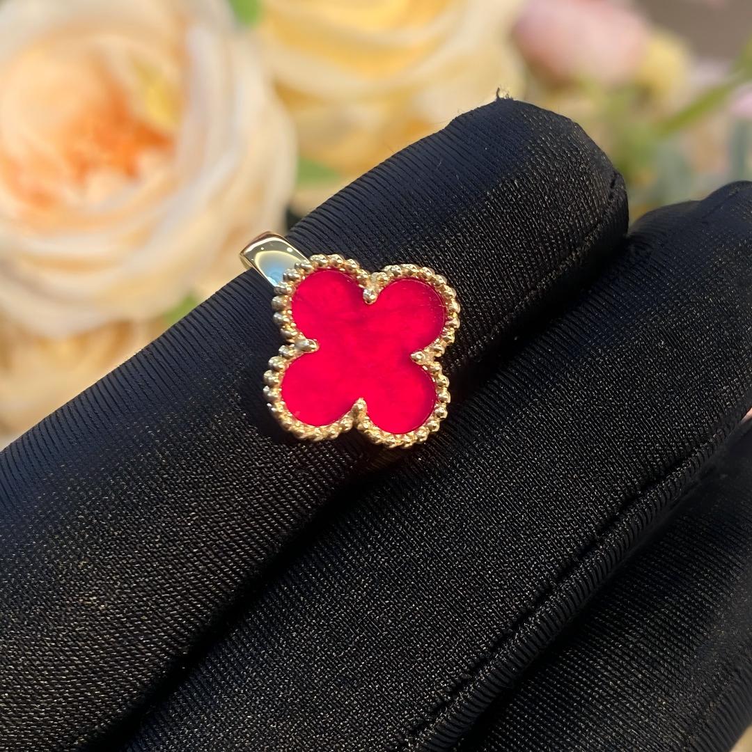 [Leaves]NEW CLOVER PINK ENAMEL RINGS
