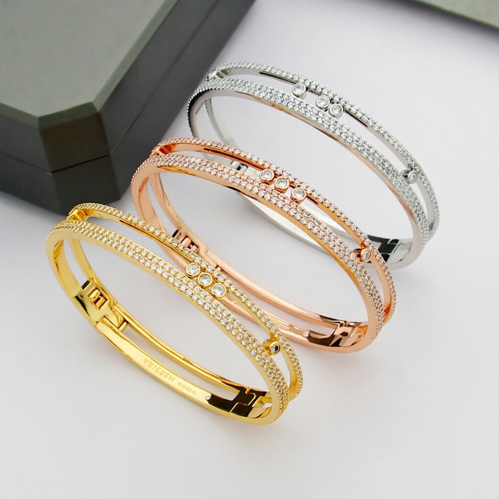 [Leaves]MOVE ROMANE PAVÉ DIAMOND BANGLE BRACELET