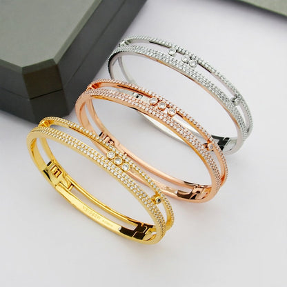 [Leaves]MOVE ROMANE PAVÉ DIAMOND BANGLE BRACELET