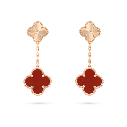 [Leaves]CLOVER 2 MOTIF  LASER CARNELIAN EARRINGS