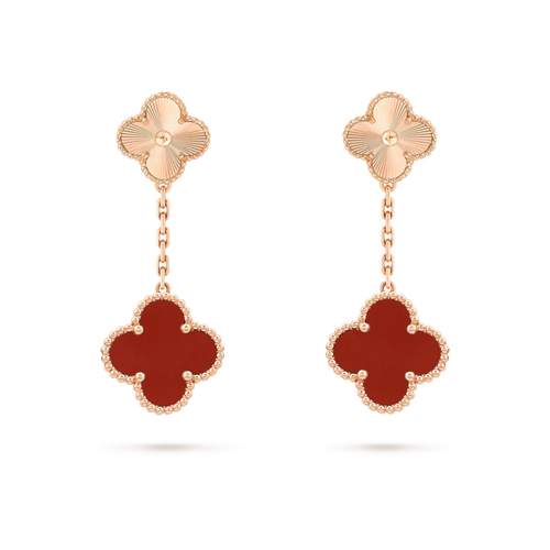 [Leaves]CLOVER 2 MOTIF  LASER CARNELIAN EARRINGS