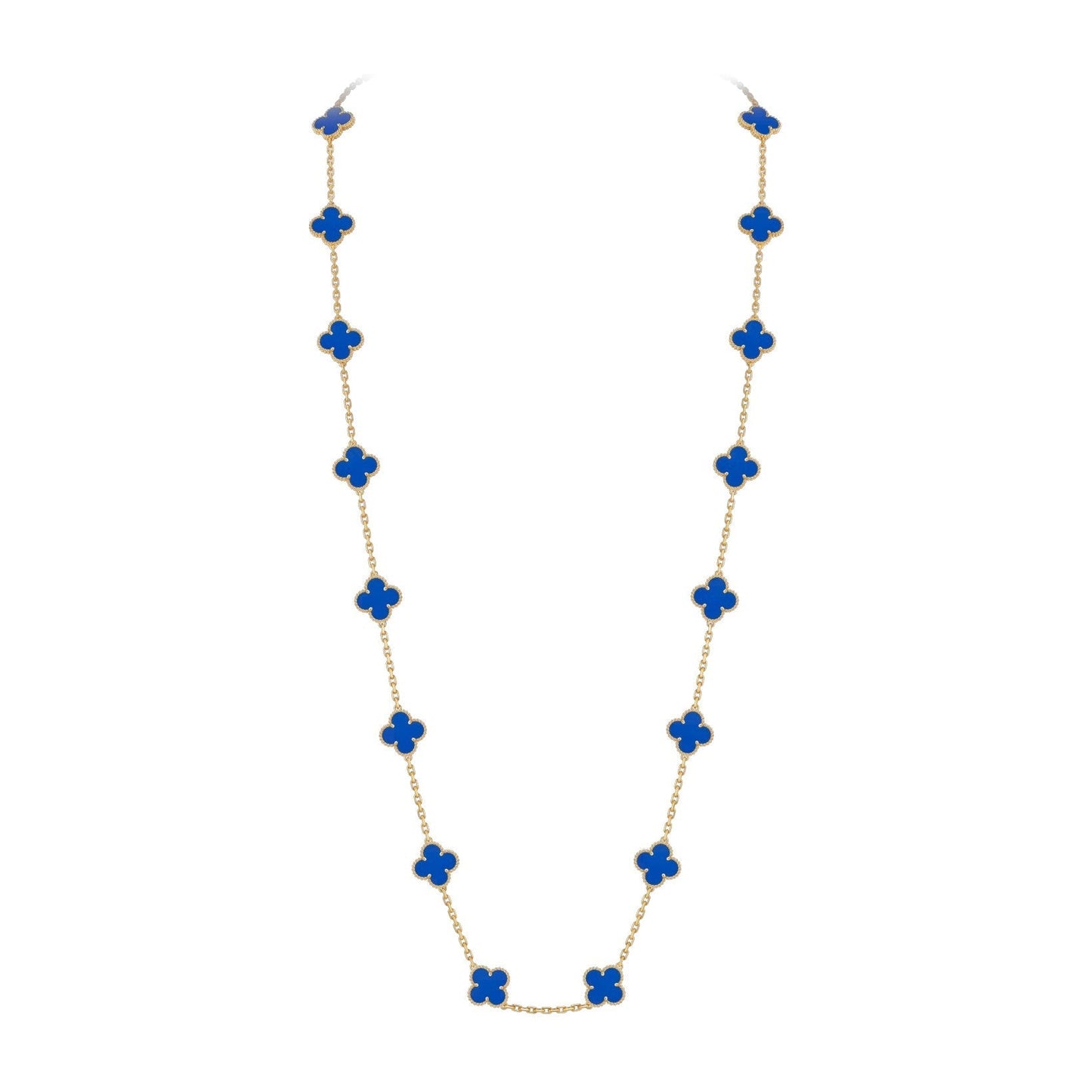 [Leaves]CLASSIC 20-MOTIF LUCKY CLOVER LONG NECKLACE GOLD COLLECTION