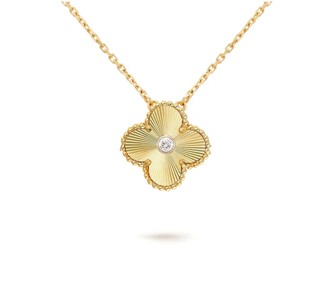 [Leaves]15MM CLOVER FLOWER DIAMOND PENDANT NECKLACE COLLECTION