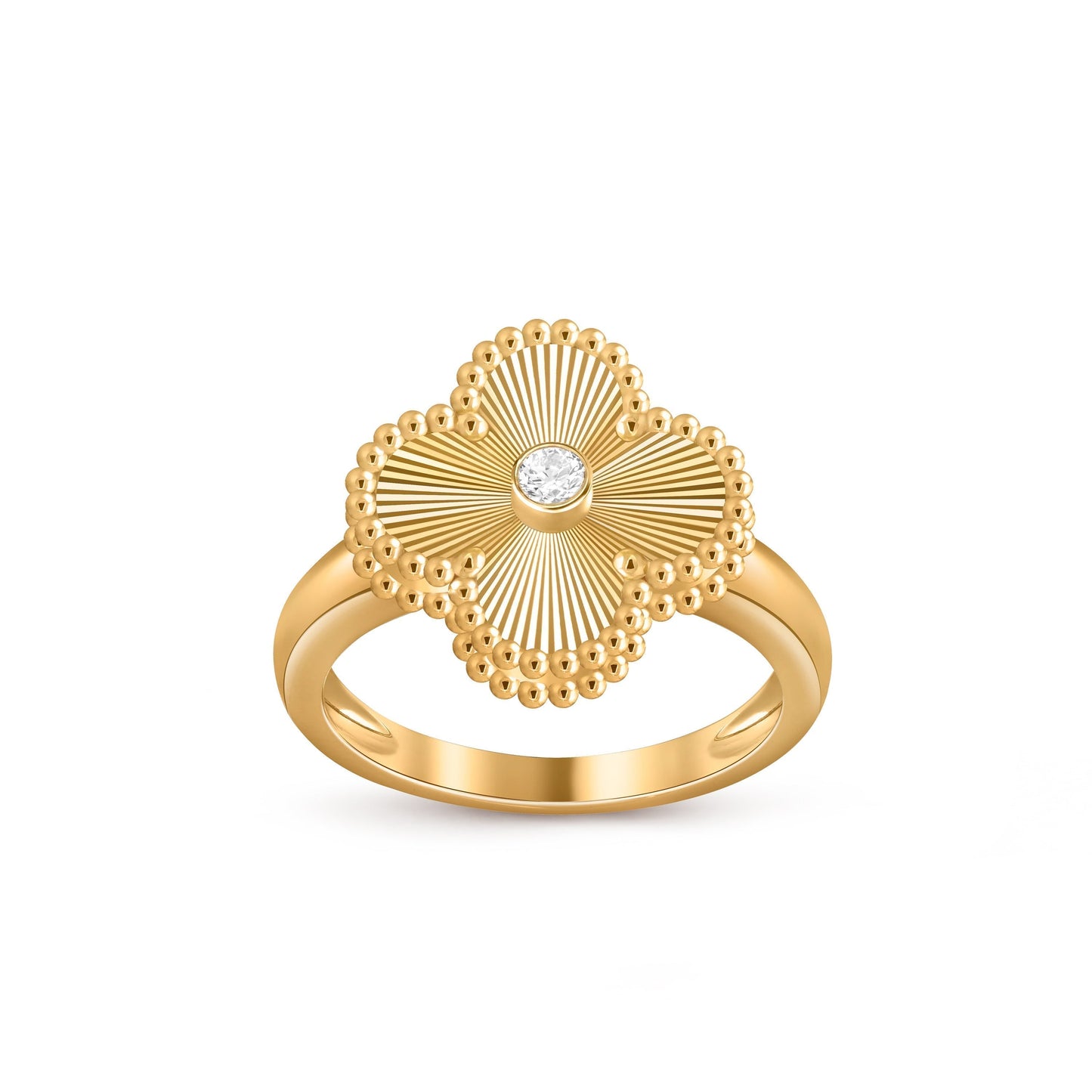 [Leaves]LUCKY CLOVER DIAMOND-ACCENT GOLD RING COLLECTION