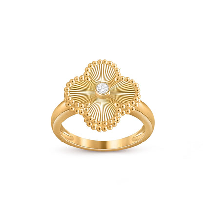 [Leaves]LUCKY CLOVER DIAMOND-ACCENT GOLD RING COLLECTION