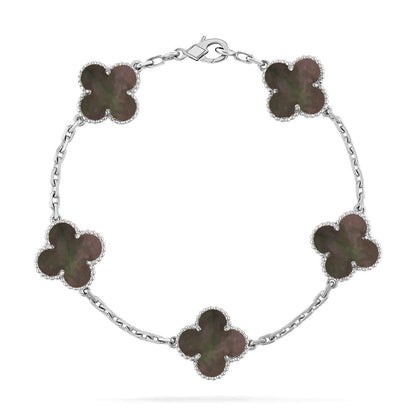 [Leaves]LUCKY CLOVER 5-MOTIF BRACELET - GREY MOTHER-OF-PEARL COLLECTION