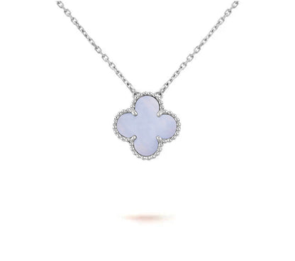 [Leaves]15MM CLOVER FLOWER PENDANT NECKLACE WHITE GOLD COLLECTION