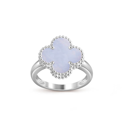 [Leaves]LUCKY CLOVER VINTAGE WHITE GOLD RING COLLECTION