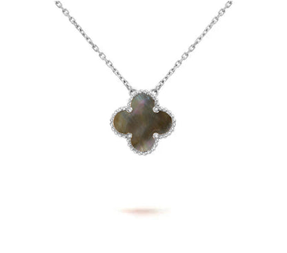 [Leaves]15MM CLOVER FLOWER PENDANT NECKLACE WHITE GOLD COLLECTION