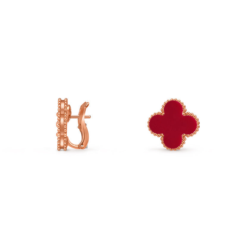 [Leaves]15MM CLOVER FLOWER STUD EARRINGS ROSE GOLD COLLECTION