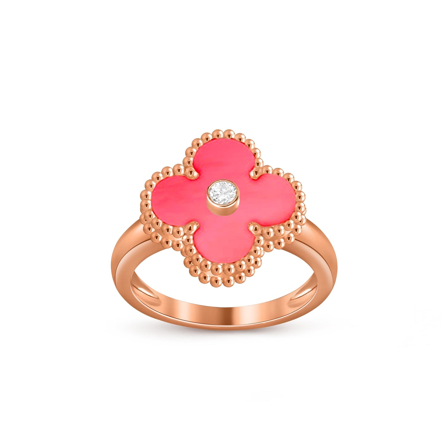[Leaves]LUCKY CLOVER DIAMOND-ACCENT ROSE GOLD RING COLLECTION