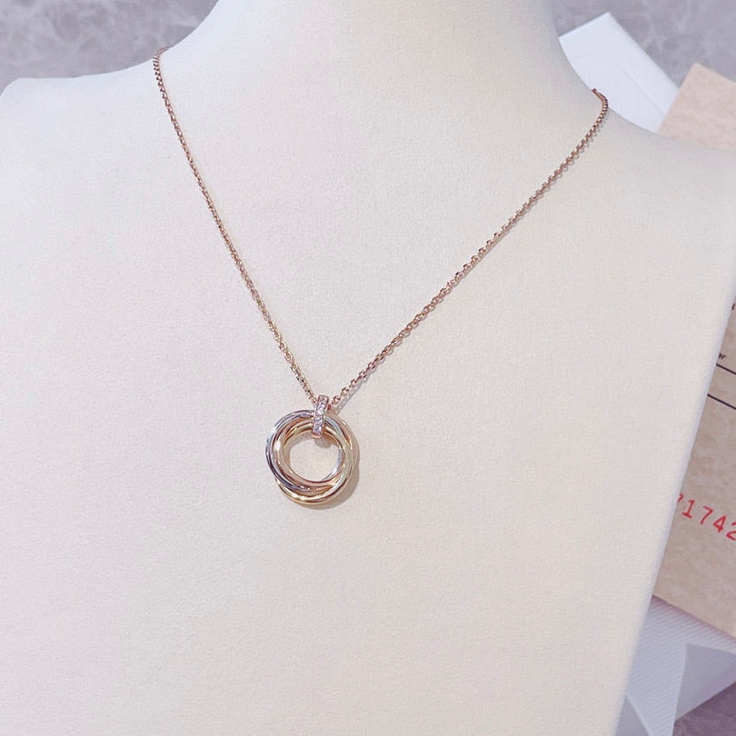 [Leaves]TRINITY NECKLACE GOLD  DIAMONDS
