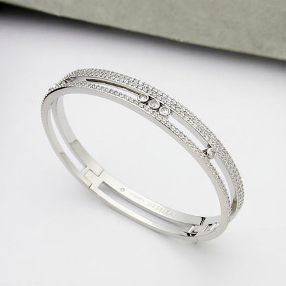 [Leaves]MOVE ROMANE PAVÉ DIAMOND BANGLE BRACELET