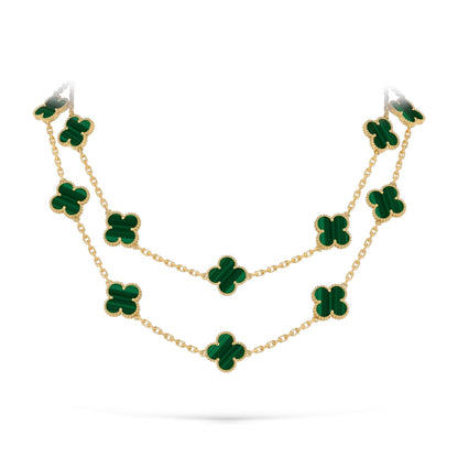 [Leaves]CLASSIC 20-MOTIF LUCKY CLOVER LONG NECKLACE GOLD COLLECTION