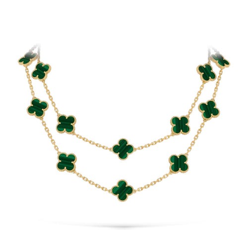 [Leaves]CLASSIC 20-MOTIF LUCKY CLOVER LONG NECKLACE GOLD COLLECTION