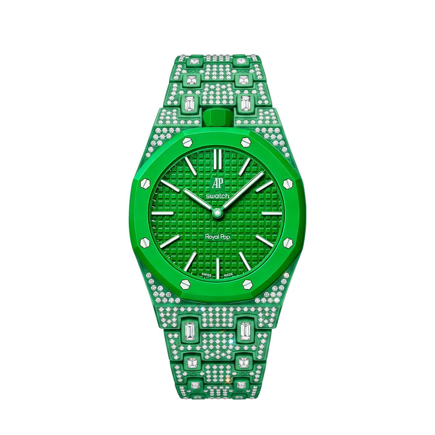[Leaves]Royal Oak Pop Exclusive Bioceramic Case & Bioceramic Strap Full Diamond