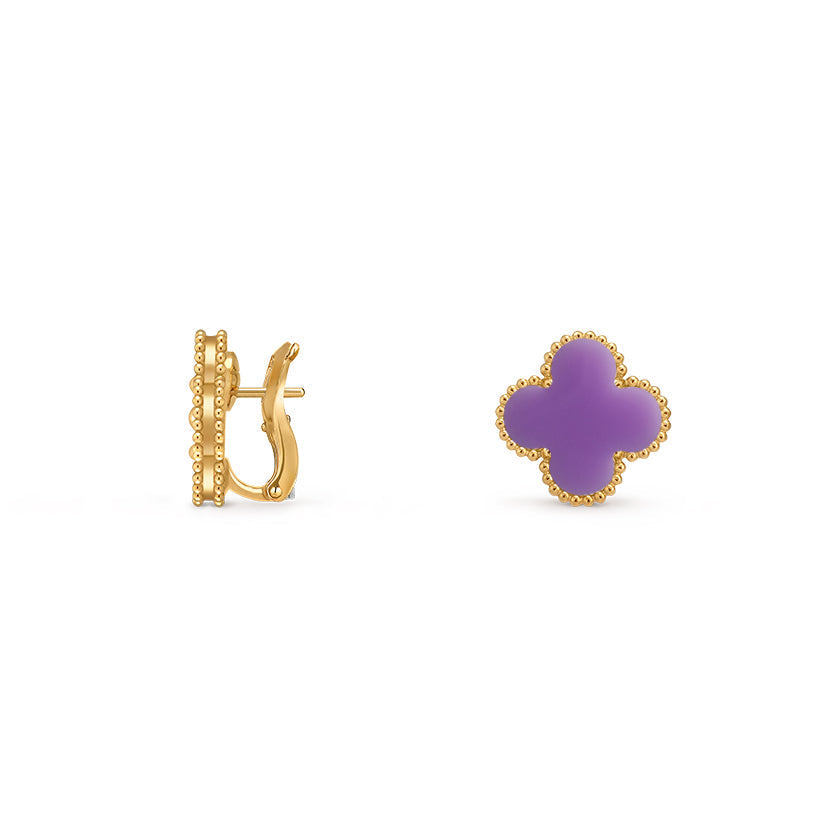 [Leaves]15MM CLOVER FLOWER STUD EARRINGS GOLD COLLECTION