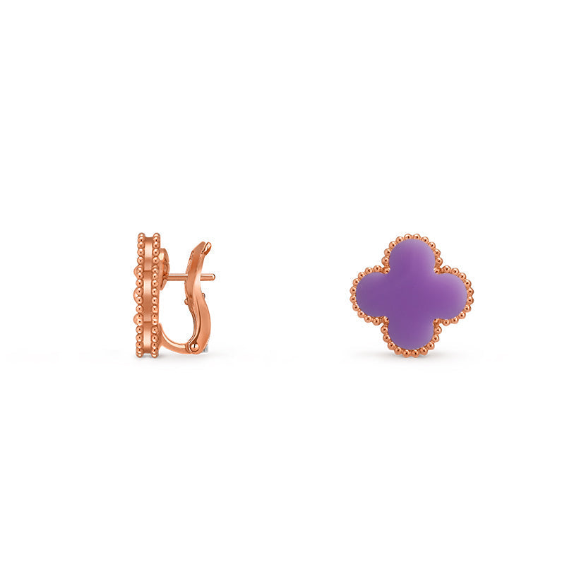 [Leaves]15MM CLOVER FLOWER STUD EARRINGS ROSE GOLD COLLECTION