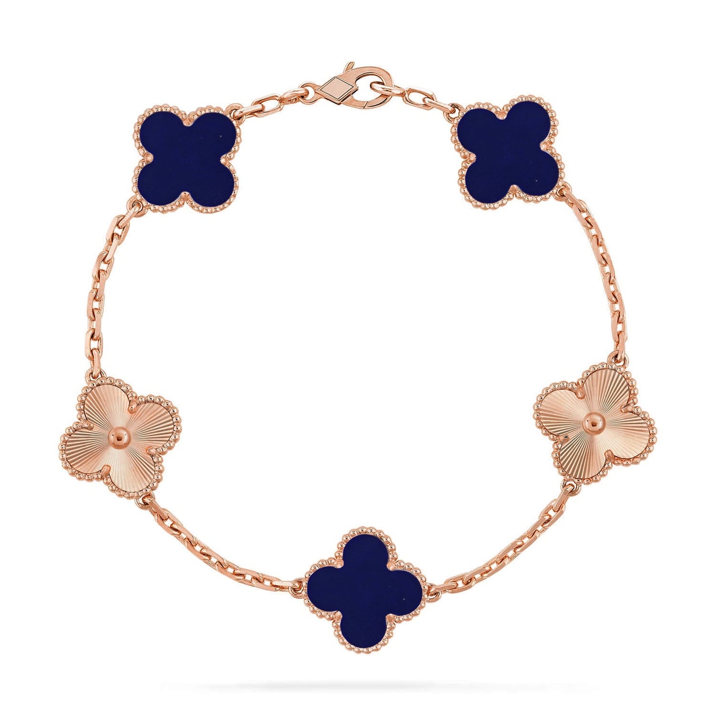[Leaves]LUCKY CLOVER 5-MOTIF BRACELET - LAPIS LAZULI COLLECTION