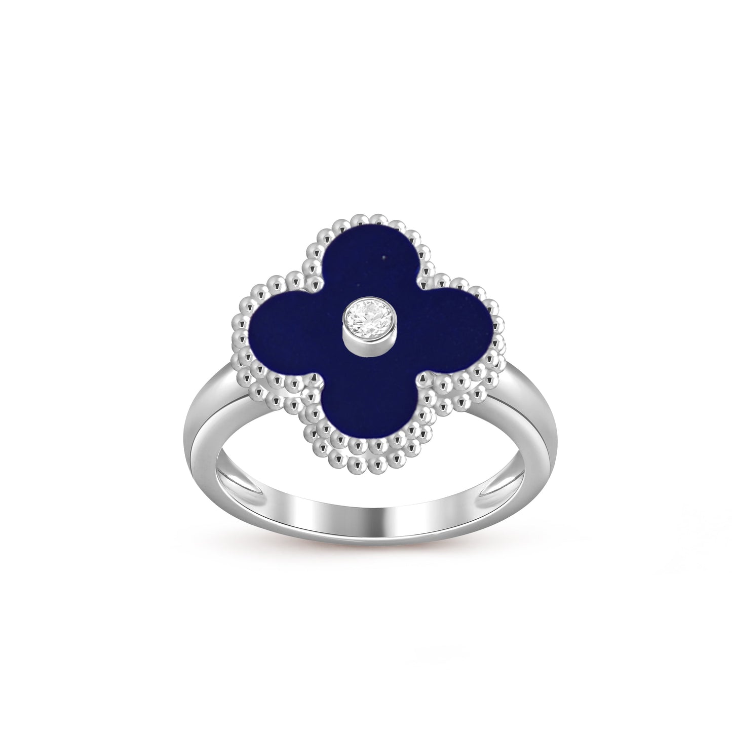 [Leaves]LUCKY CLOVER DIAMOND-ACCENT WHITE GOLD RING COLLECTION