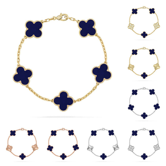 [Leaves]LUCKY CLOVER 5-MOTIF BRACELET - LAPIS LAZULI COLLECTION