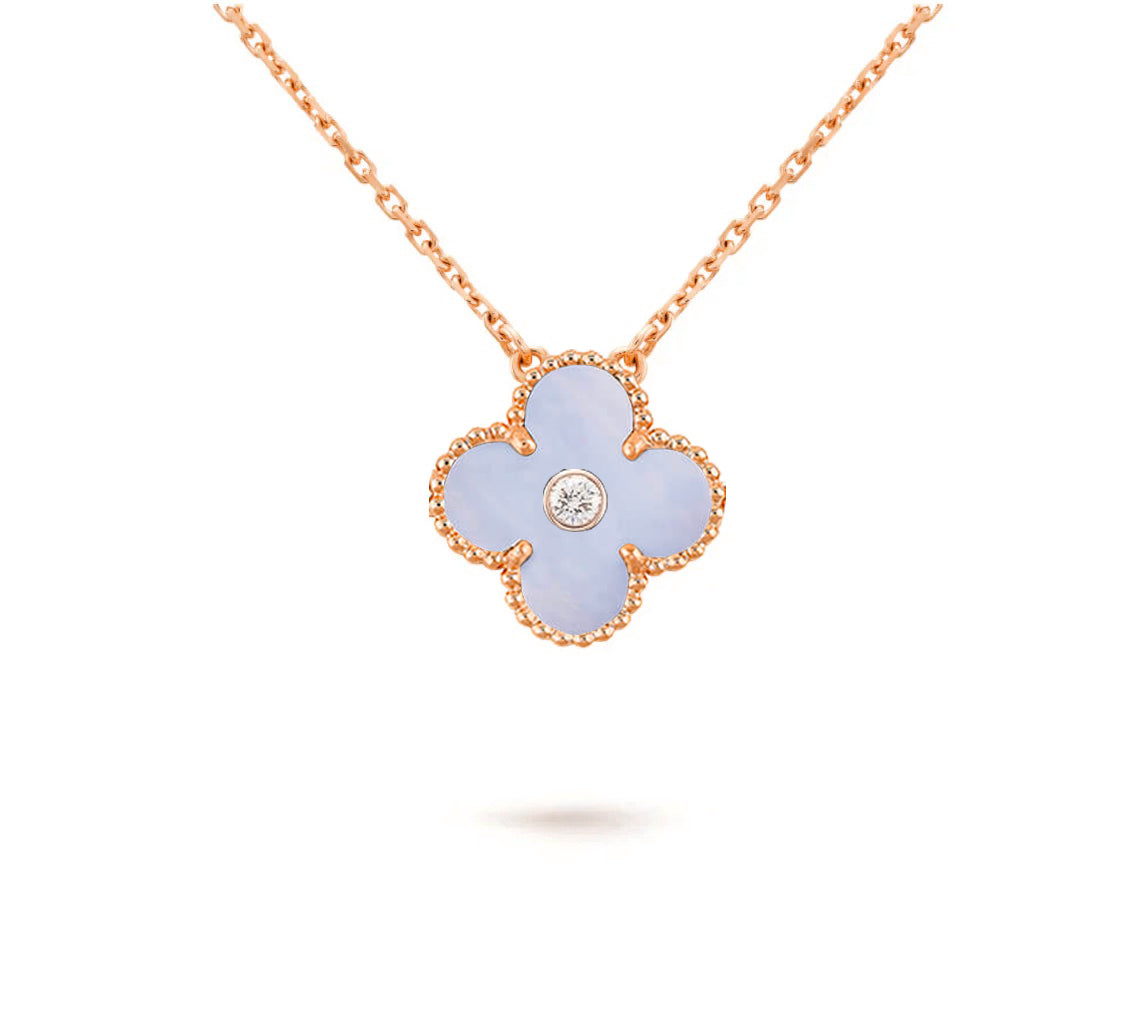 [Leaves]15MM CLOVER FLOWER DIAMOND PENDANT NECKLACE COLLECTION