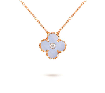 [Leaves]15MM CLOVER FLOWER DIAMOND PENDANT NECKLACE COLLECTION