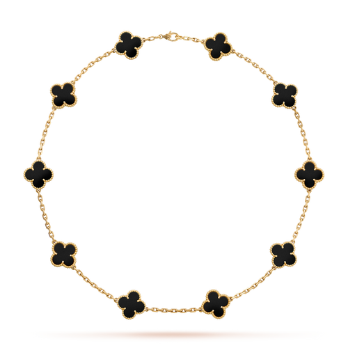 [Leaves]CLOVER 10 MOTIFS ONYX NECKLACE