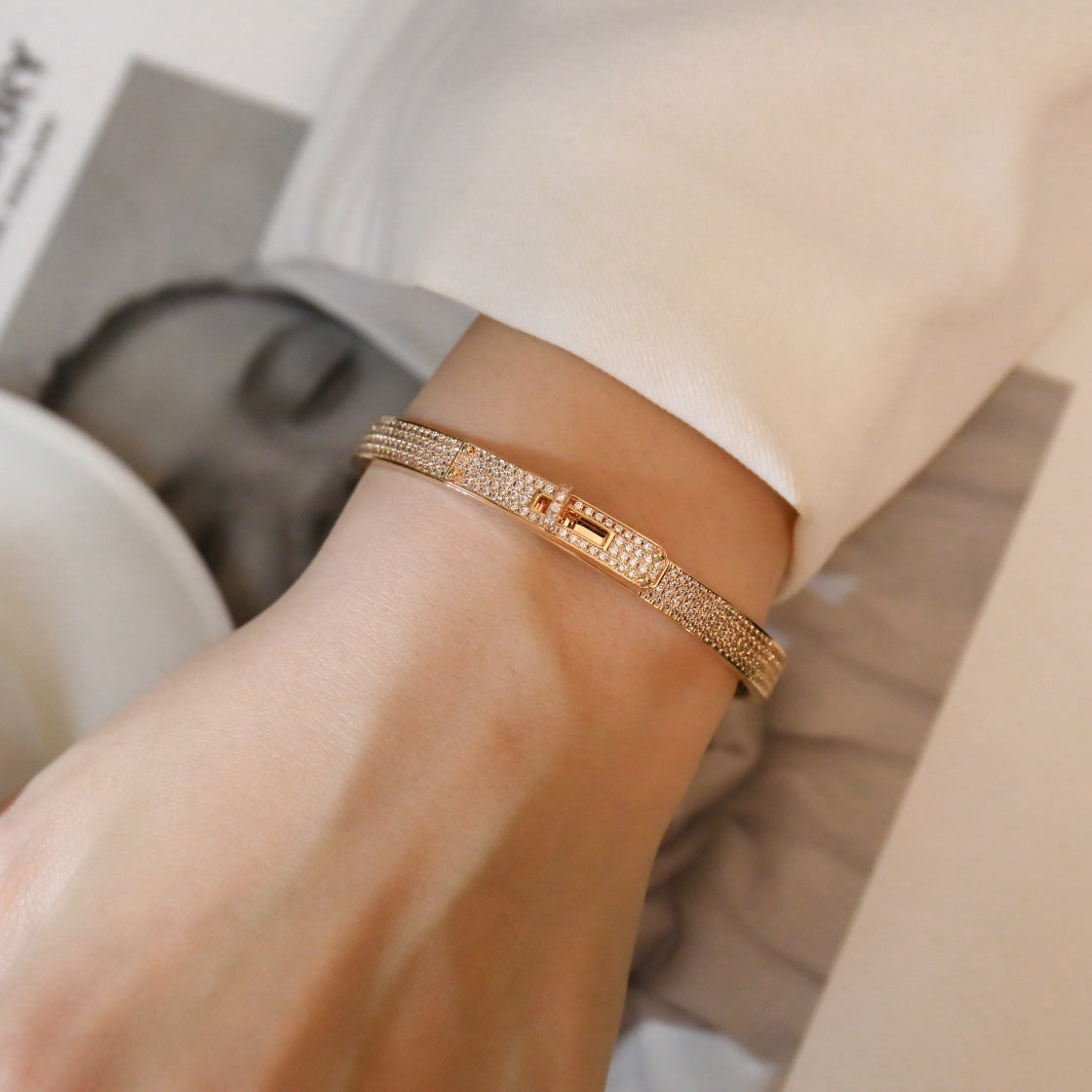 [Leaves]KELLY BRACELET DIAMOND PAVED