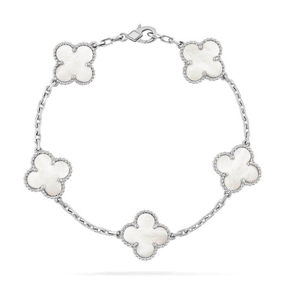 [Leaves]LUCKY CLOVER 5-MOTIF BRACELET - WHITE MOTHER-OF-PEARL COLLECTION