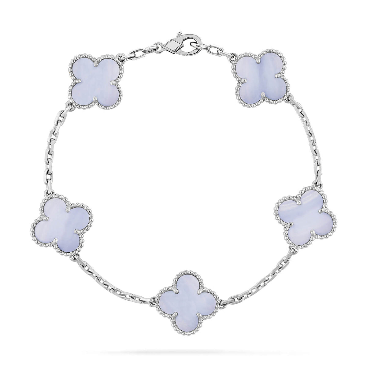 [Leaves]LUCKY CLOVER 5-MOTIF BRACELET - PURPLE CHALCEDONY COLLECTION