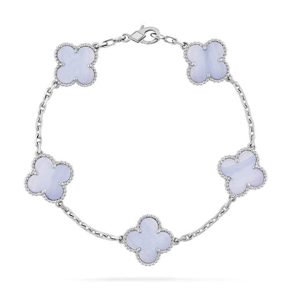[Leaves]LUCKY CLOVER 5-MOTIF BRACELET - PURPLE CHALCEDONY COLLECTION
