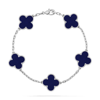 [Leaves]LUCKY CLOVER 5-MOTIF BRACELET - LAPIS LAZULI COLLECTION