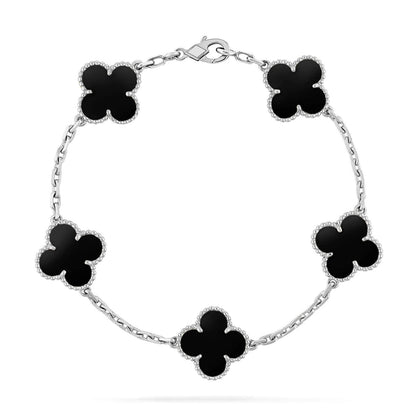 [Leaves]LUCKY CLOVER 5-MOTIF BRACELET - BLACK OXNY COLLECTION